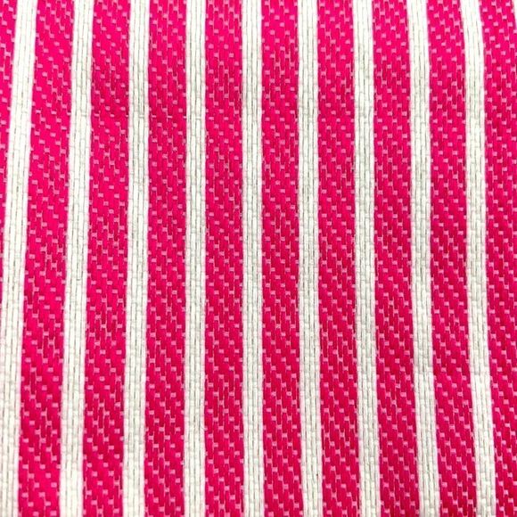 Pink White Striped Canvas Zippered Pouch Pencil Case Travel Organizer Bag New - Picture 7 of 9